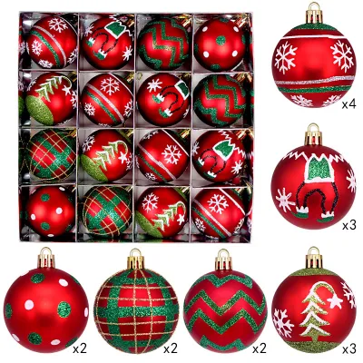 Christmas Ball 6cm Grinch Green Red Plated Plastic Ball Christmas Tree Decorations 16pcs/Set