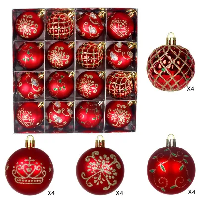 Christmas Ball 6cm Grinch Green Red Plated Plastic Ball Christmas Tree Decorations 16pcs/Set