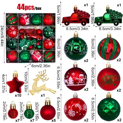 Christmas Ball 3-6cm Painted Shaped Plastic Plating Ball Christmas Tree Decoration 44pcs/Set