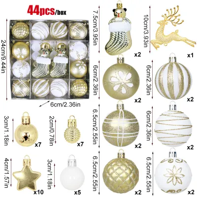 Christmas Ball 3-6cm Painted Shaped Plastic Plating Ball Christmas Tree Decoration 44pcs/Set