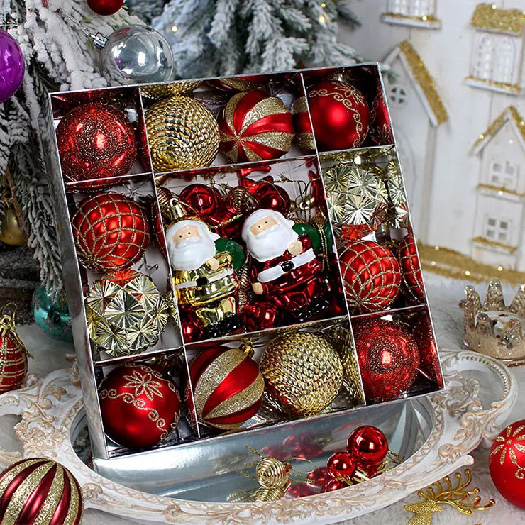 Christmas Ball 3-6cm Painted Shaped Plastic Plating Ball Christmas Tree Decoration 44pcs/Set