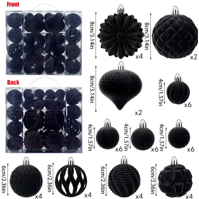 Flocking Ball 4/6/8cm Plastic Hollow Christmas Tree Decoration 48pcs/Set