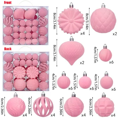 Flocking Ball 4/6/8cm Plastic Hollow Christmas Tree Decoration 48pcs/Set