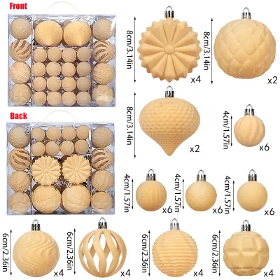 Flocking Ball 4/6/8cm Plastic Hollow Christmas Tree Decoration 48pcs/Set