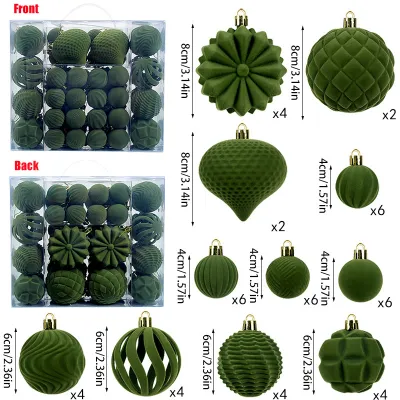 Flocking Ball 4/6/8cm Plastic Hollow Christmas Tree Decoration 48pcs/Set