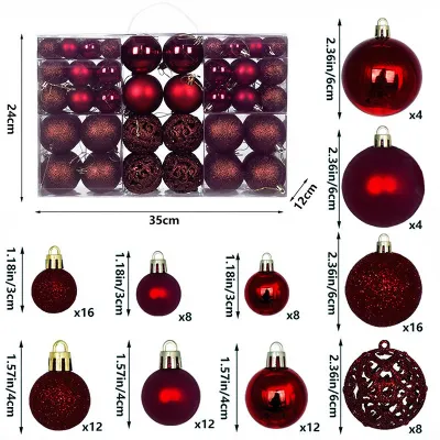 Christmas PVC Ball 3-6cm Hollow Tree Decoration Ornaments 100pcs/Box