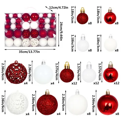 Christmas PVC Ball 3-6cm Hollow Tree Decoration Ornaments 100pcs/Box