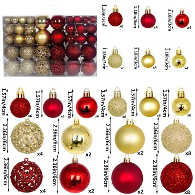 Christmas PVC Ball 3-6cm Hollow Tree Decoration Ornaments 100pcs/Box
