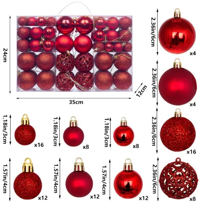 Christmas PVC Ball 3-6cm Hollow Tree Decoration Ornaments 100pcs/Box