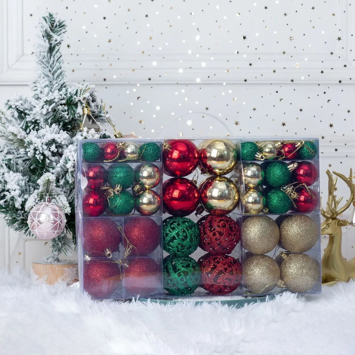 Christmas PVC Ball 3-6cm Hollow Tree Decoration Ornaments 100pcs/Box