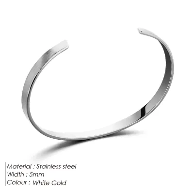 Men Fashion Simple Stainless Steel Open Bracelet