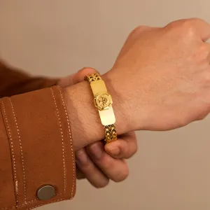 Men Fashion Personality Hip Hop Titanium Steel Gold Plated Life Tree Bracelet