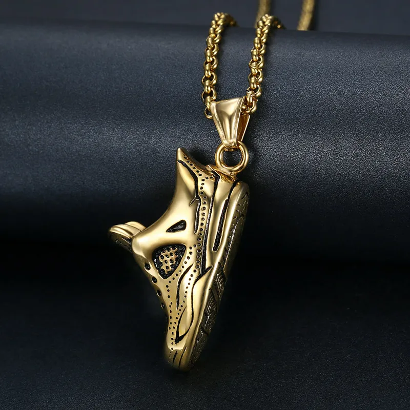 Men Fashion Creative Hip Hop Basketball Shoes Pendant Stainless Steel Necklace
