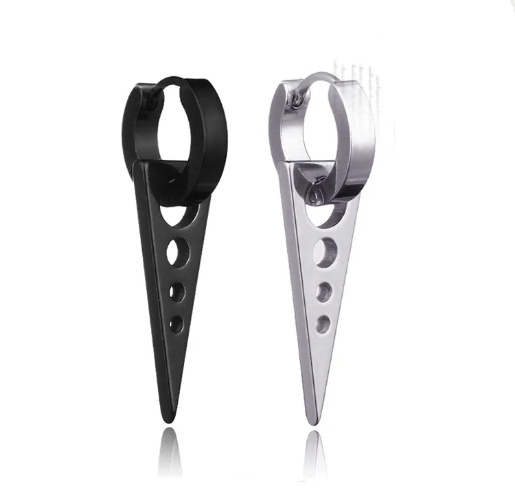 Men Fashion Black Punk Titanium Steel Earrings