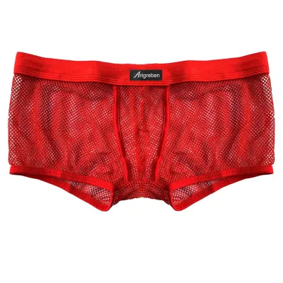 Men'S Fashion Solid Color Low Waist Mesh Breathable Underwear