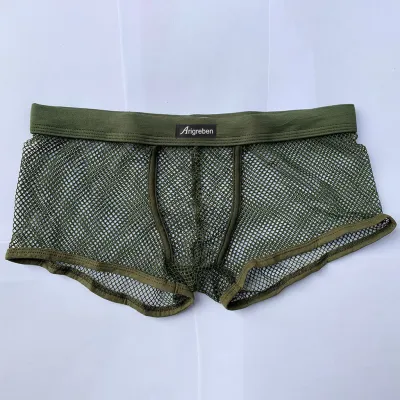 Men'S Fashion Solid Color Low Waist Mesh Breathable Underwear