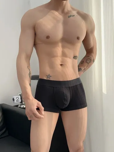 Men Fashion Simple Solid Color Cotton Thread Underwear