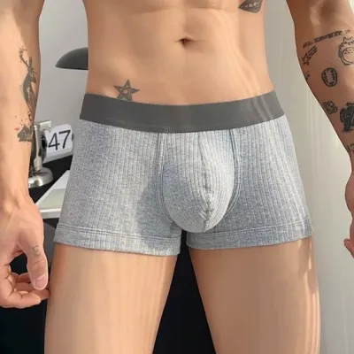 Men Fashion Simple Solid Color Cotton Thread Underwear