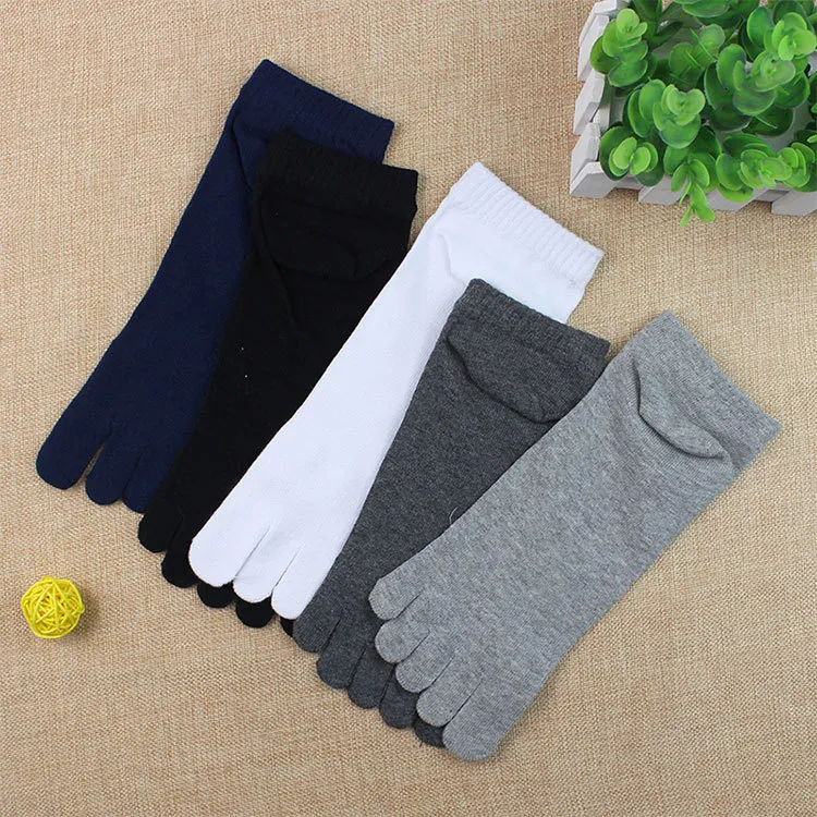 Men Fashion Casual Solid Color Cotton Short-Tube Five-Toe Socks