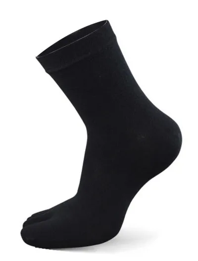 Men Fashion Casual Simple Solid Color Cotton Mid-Tube Five-Toe Socks