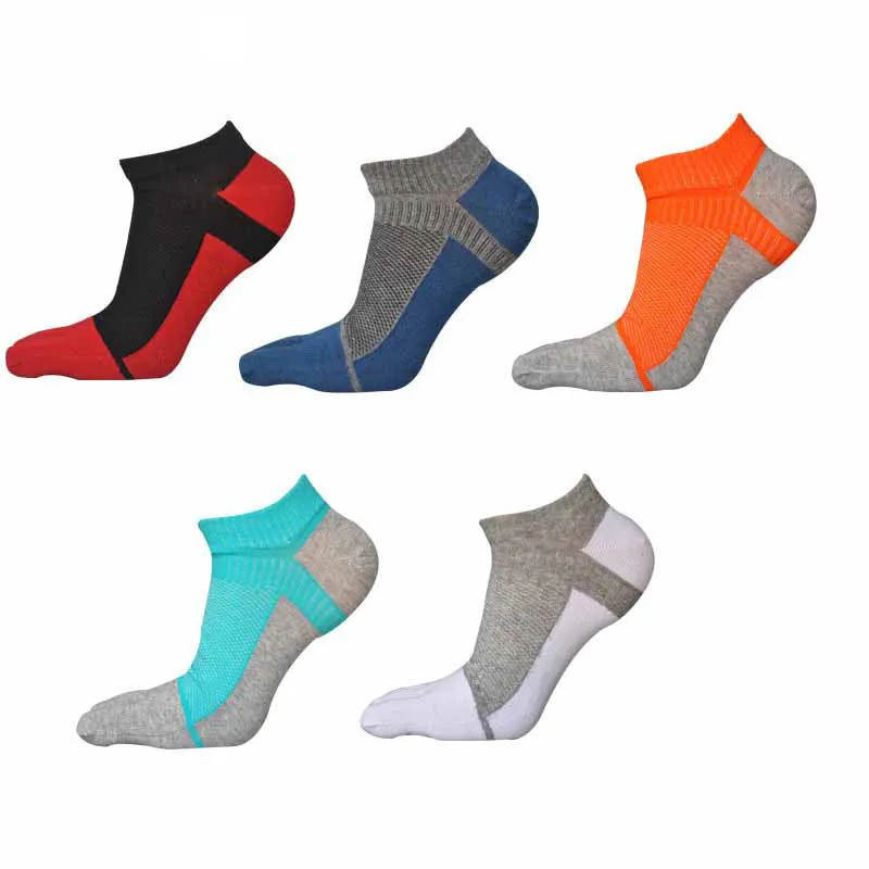 Men'S Fashion Cotton Mesh Stitching Summer Thin Short-Tube Five-Toe Socks