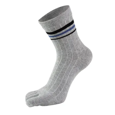 Men'S Fashion Simple Five Cotton Mid-Tube Toe Socks
