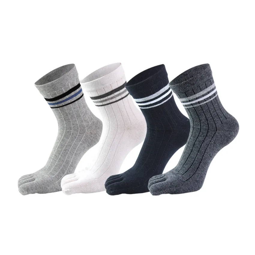 Men'S Fashion Simple Five Cotton Mid-Tube Toe Socks