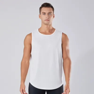 Men Fashion Casual Simple Solid Color Quick Dry Loose Tank Top