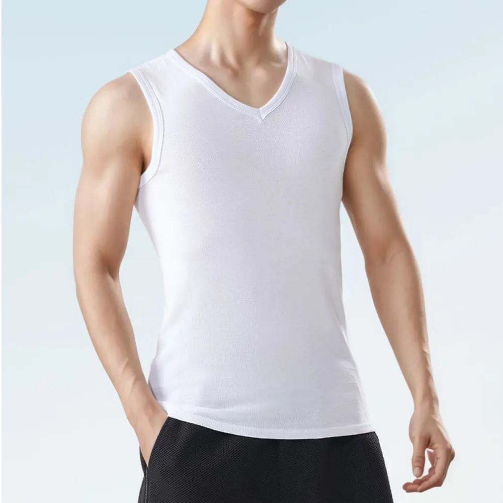 Men'S Fashion Simple Solid Color Cotton Tank Top