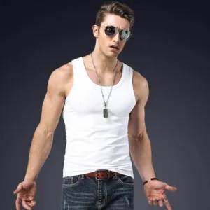 Men Fashion Casual Simple Solid Color Quick Dry Tank Top