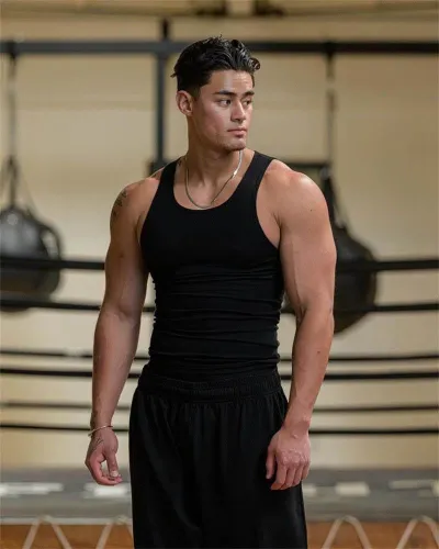 Men'S Fashion Casual Simple Solid Color Cotton High Elastic Thread Breathable Sleeveless Tank Top