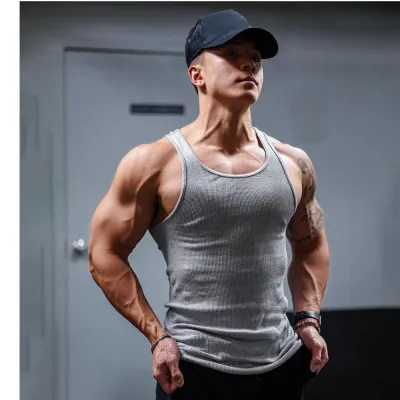 Men'S Fashion Casual Simple Solid Color Cotton High Elastic Thread Breathable Sleeveless Tank Top