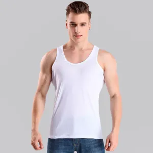 Men Fashion Casual Simple Solid Color Cotton Sleeveless Tank Top