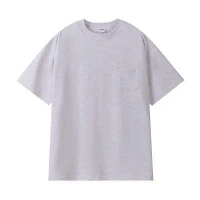 Men Fashion Casual Simple Solid Color Cotton Round Neck Short Sleeve Pocket Loose T-Shirt