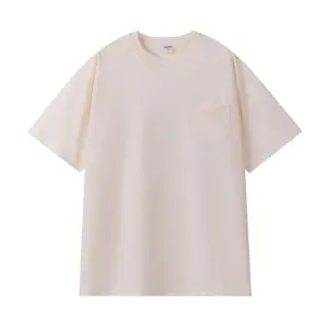 Men Fashion Casual Simple Solid Color Cotton Round Neck Short Sleeve Pocket Loose T-Shirt