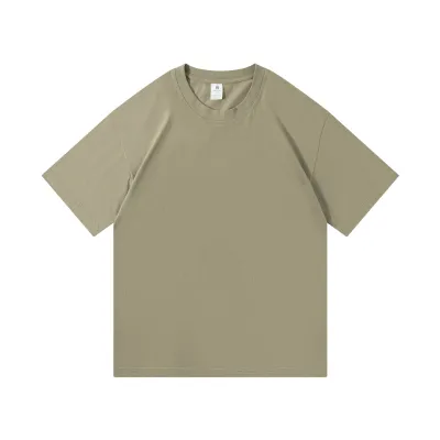 Men Fashion Casual Simple Solid Color Cotton Round Neck Short-Sleeve Loose T-Shirt