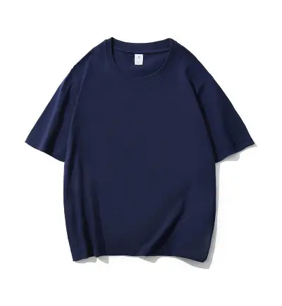 Men Fashion Casual Simple Solid Color Cotton Round Neck Short-Sleeve Loose T-Shirt