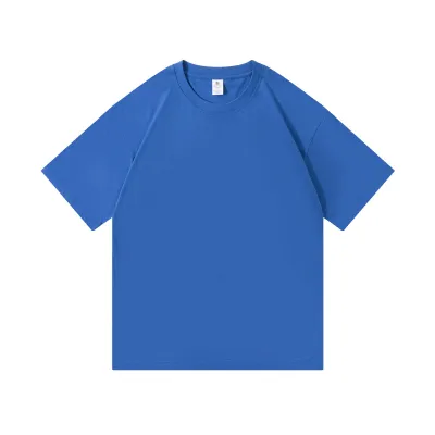 Men Fashion Casual Simple Solid Color Cotton Round Neck Short-Sleeve Loose T-Shirt