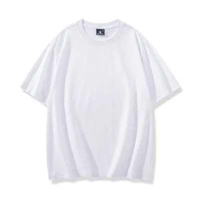 Men Fashion Casual Simple Solid Color Cotton Round Neck Short-Sleeve T-Shirt