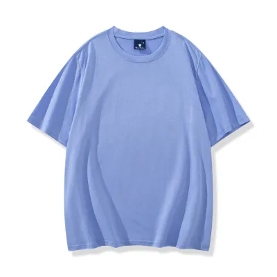 Men Fashion Casual Simple Solid Color Cotton Round Neck Short-Sleeve T-Shirt