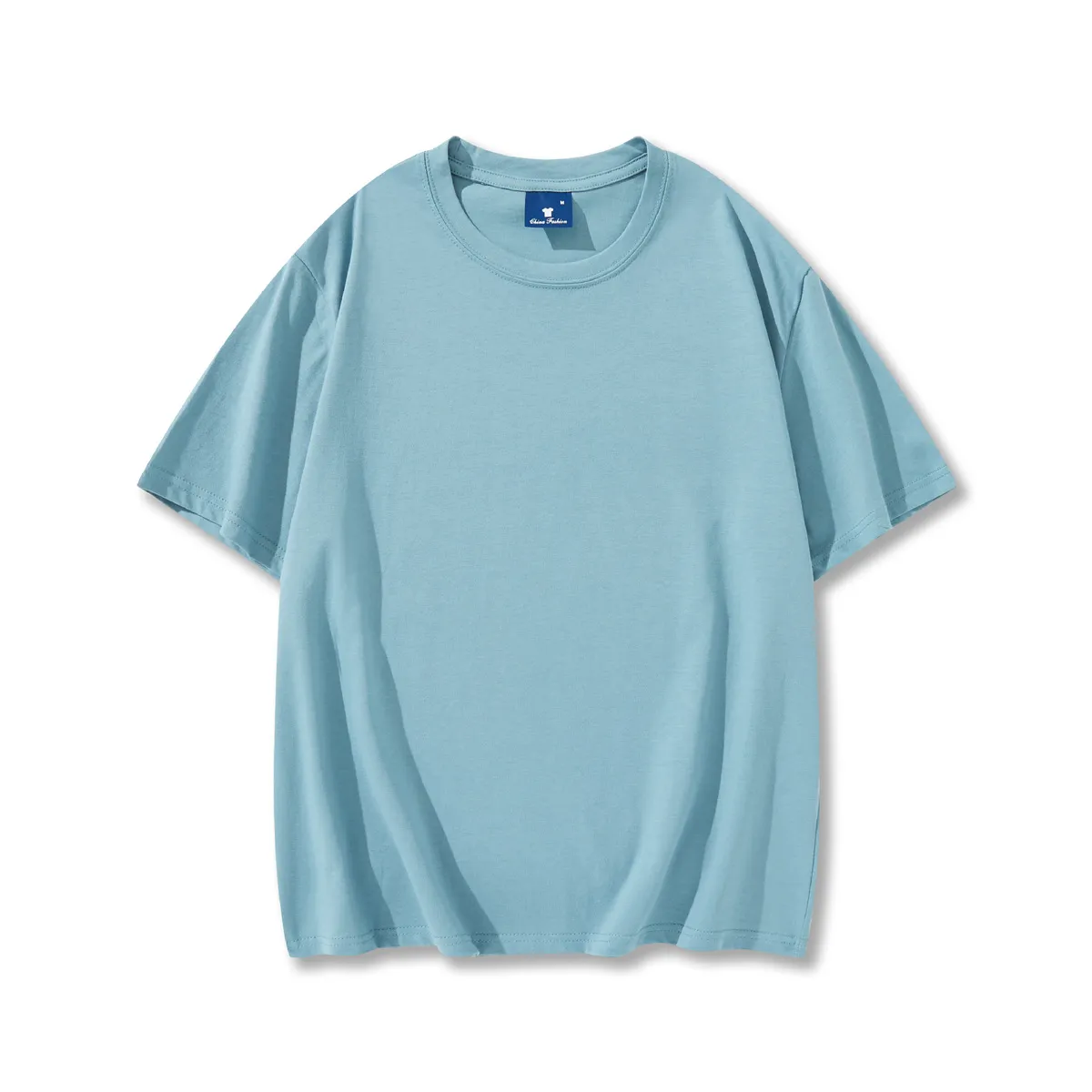 Men Fashion Casual Simple Solid Color Cotton Round Neck Short-Sleeve T-Shirt