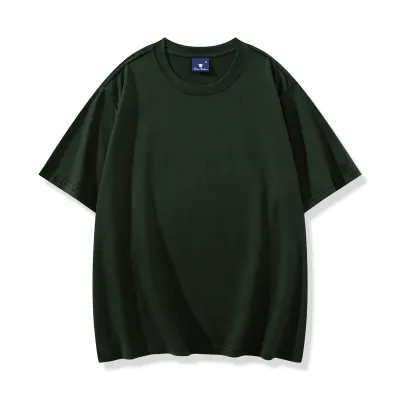 Men Fashion Casual Simple Solid Color Cotton Round Neck Short-Sleeve T-Shirt