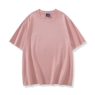 Men Fashion Casual Simple Solid Color Cotton Round Neck Short-Sleeve T-Shirt