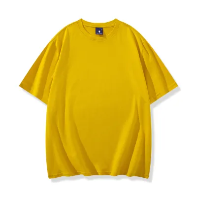 Men Fashion Casual Simple Solid Color Cotton Round Neck Short-Sleeve T-Shirt