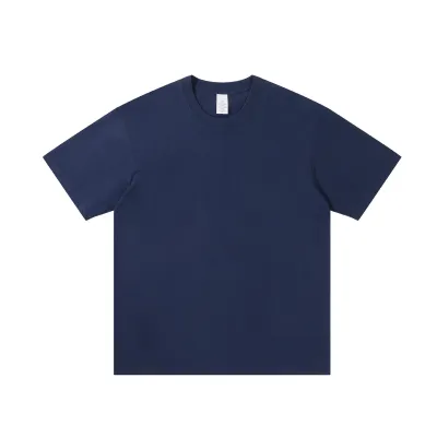 Men Fashion Casual Simple Summer Solid Color Cotton Round Neck Short-Sleeve T-Shirt