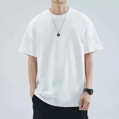 Men Fashion Casual Simple Summer Solid Color Short-Sleeve Loose T-Shirt