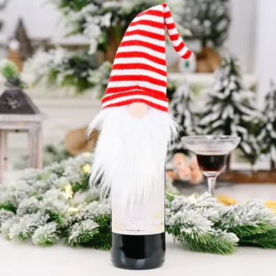 Christmas  Knitted Faceless Doll Wine Bottle Decoration