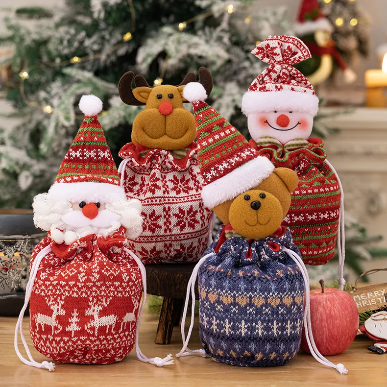Christmas Knitted Apple Decorations Gift Bag