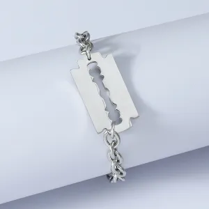 Men Fashion Stainless Steel Razor Blade Pendant Bracelet