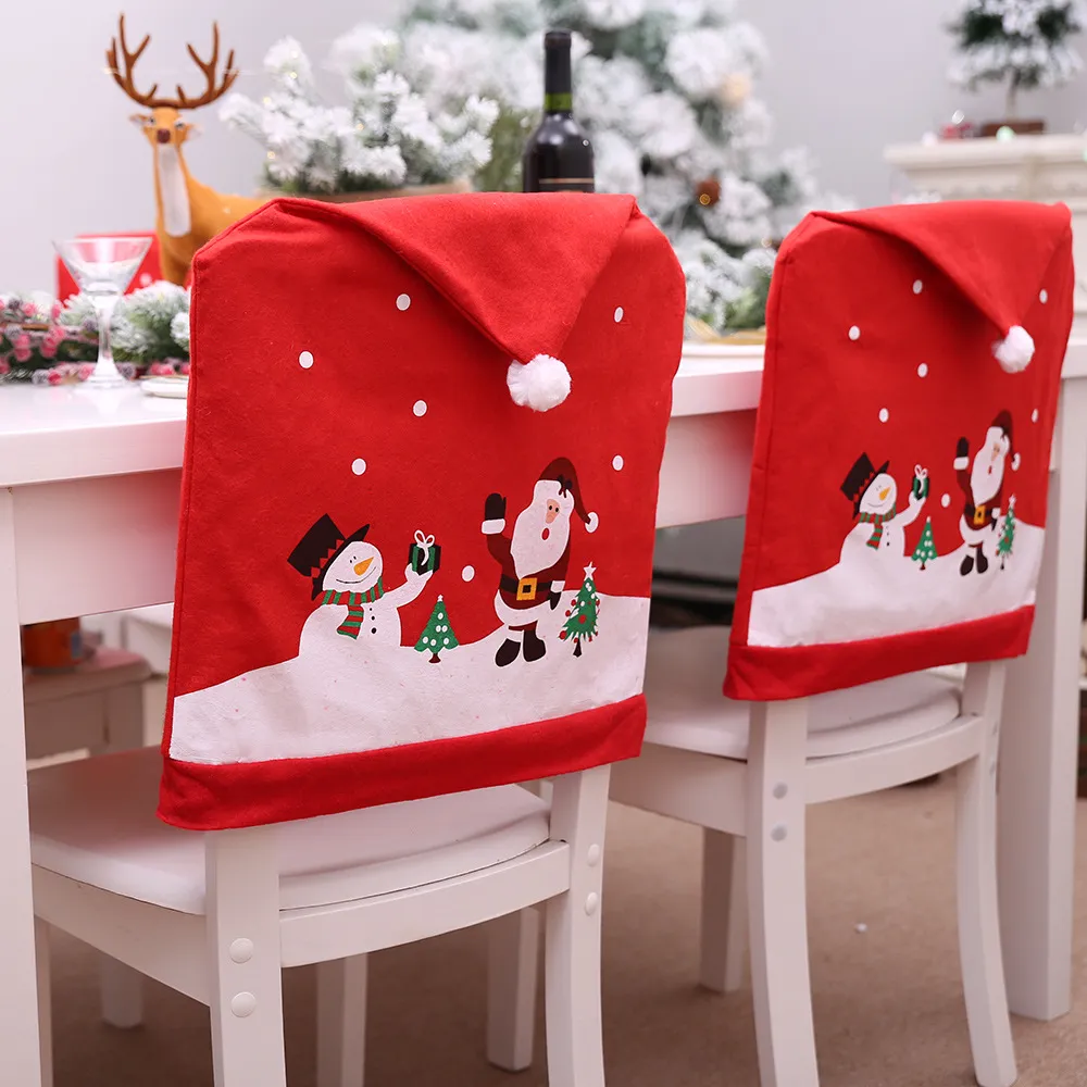 Christmas Cartoon Non-Woven Chair Cover Old Man Snowman Decorations